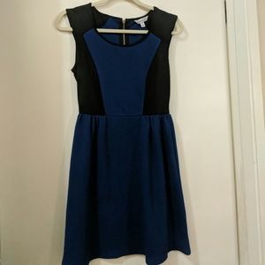 Blue and black sleeveless dress